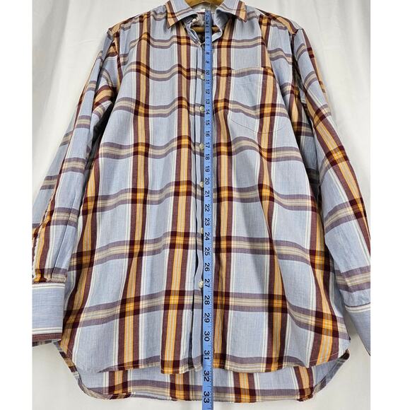 PETER MILLAR BUTTON-UP PLAID LONG SLEEVE DRESS SHIRT – SIZE LARGE - 100% COTTON - Picture 4 of 9
